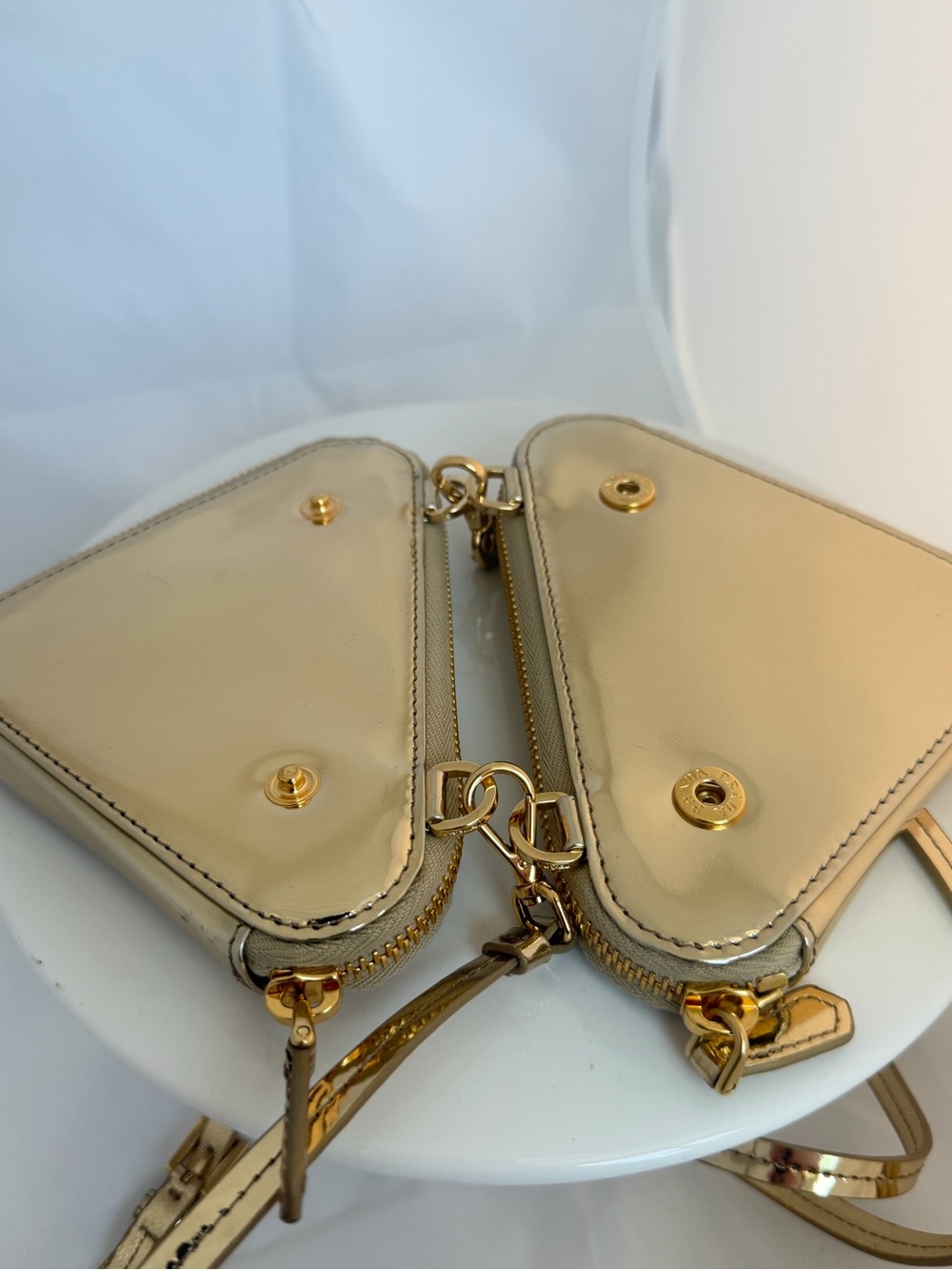 PRADA Gold Crystal Triangle Mini Crossbody - Picture 5 of 9